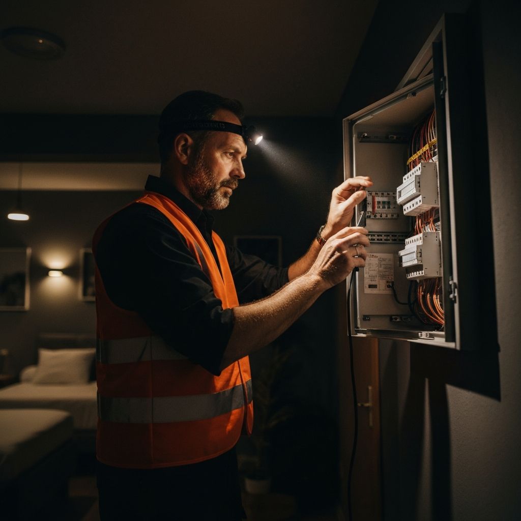 Elektricien aan het werk bij een storing in Benidorm
